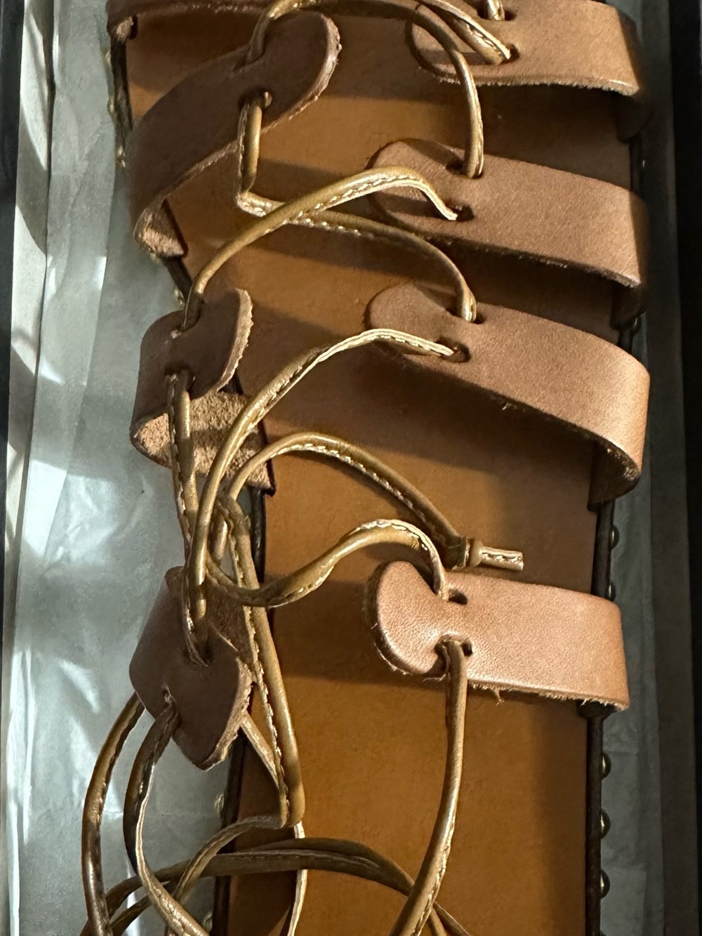 J. Crew Brown/Tan Gladiator Lace-Up Flat Sandals